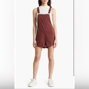 Burgundy Roxy Oversized Overalls.
